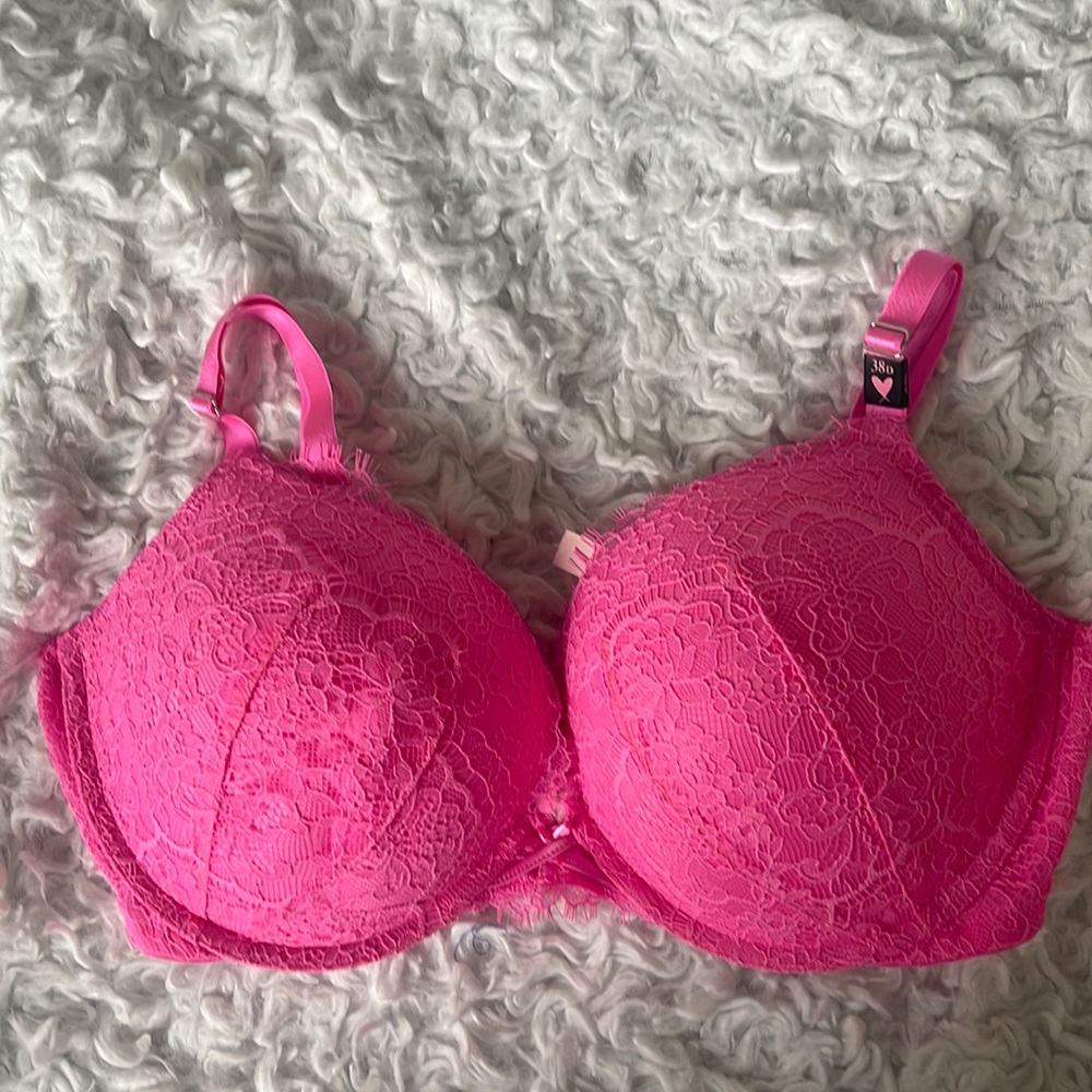 Pink lace bra